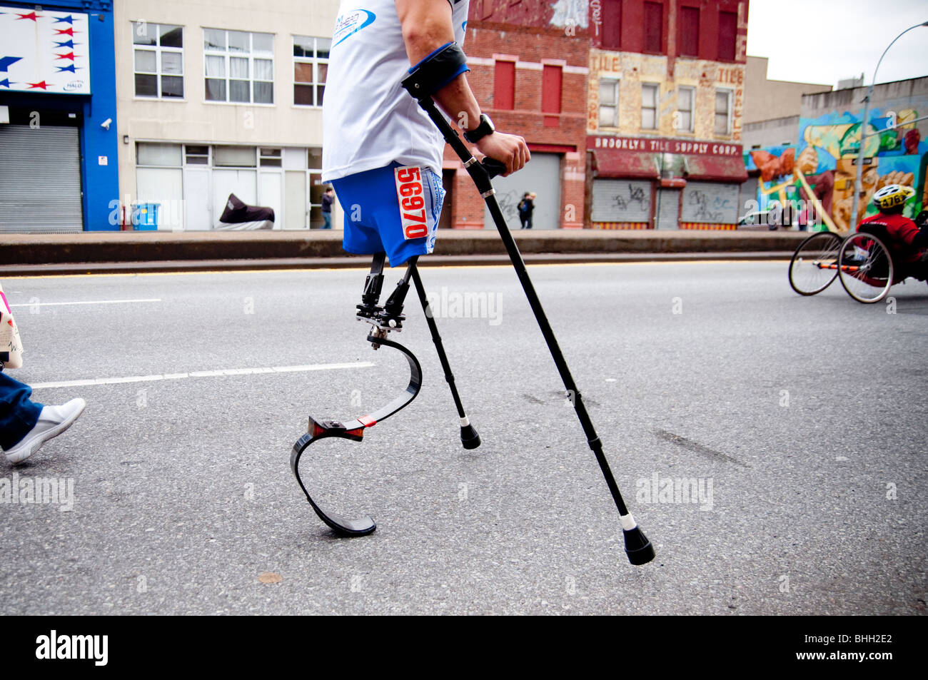 Closeup image of a prosthetic intended for double amputees. Image of