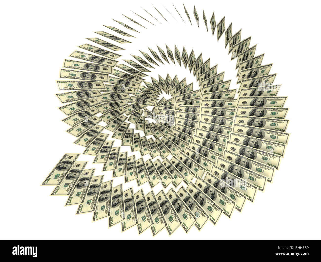 The helix (spiral) of United States dollars Stock Photo