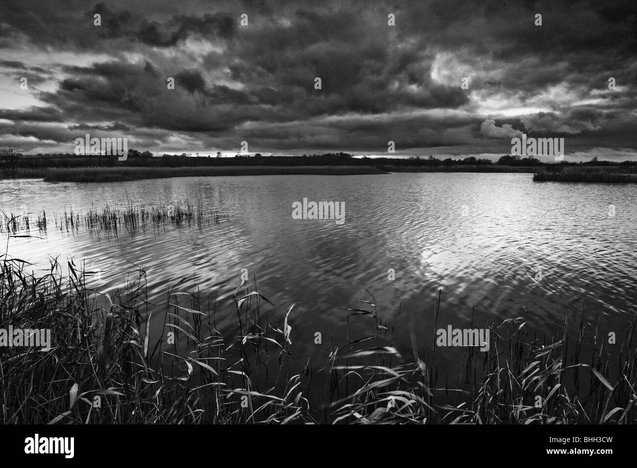 A cloudy evening at the Far Ings National Nature Reserve at Barton upon Humber in North Lincolnshire Stock Photo