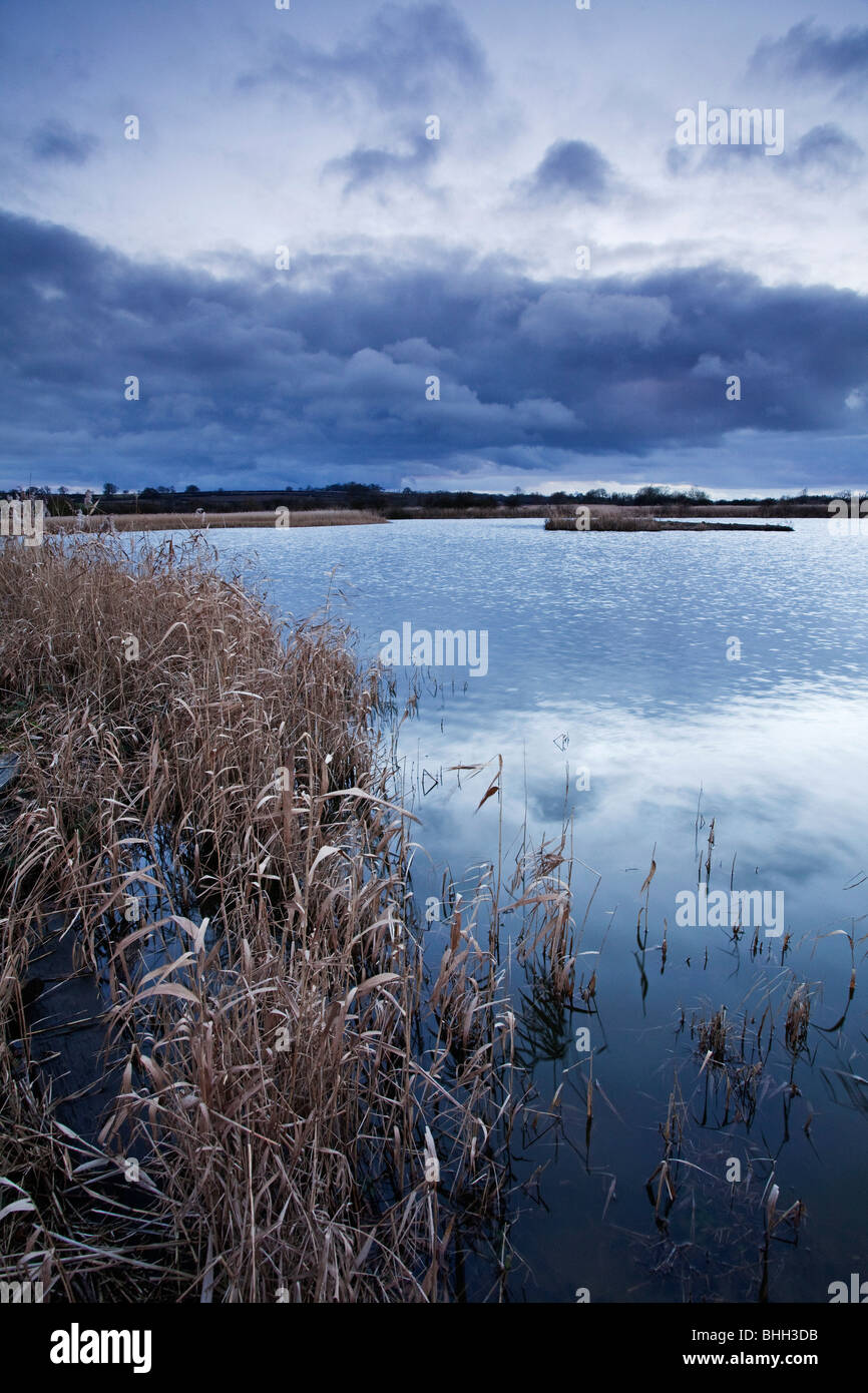 A cloudy evening at the Far Ings National Nature Reserve at Barton upon Humber in North Lincolnshire Stock Photo