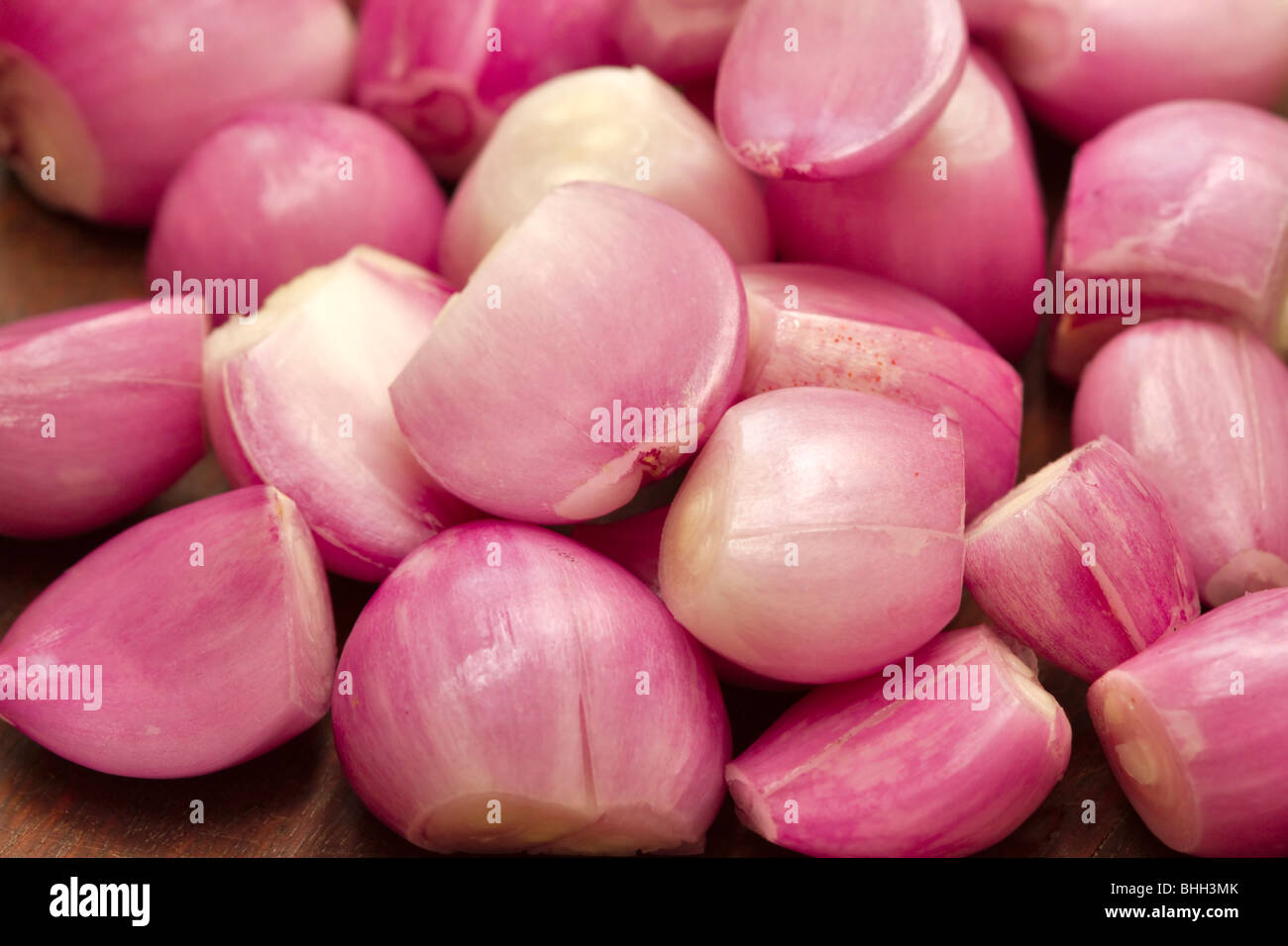 Peeled shallots Stock Photo