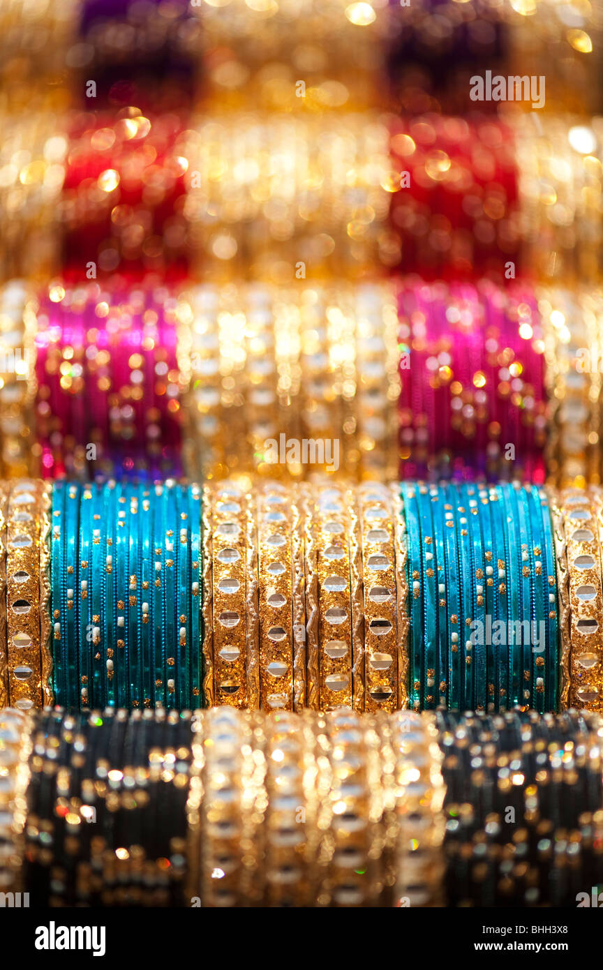 Indian womens bangles pattern. India. Selective focus Stock Photo
