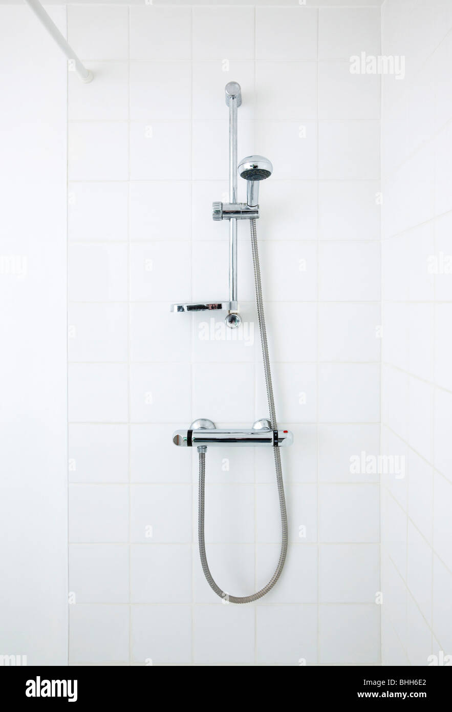 mixer shower in bathroom Stock Photo