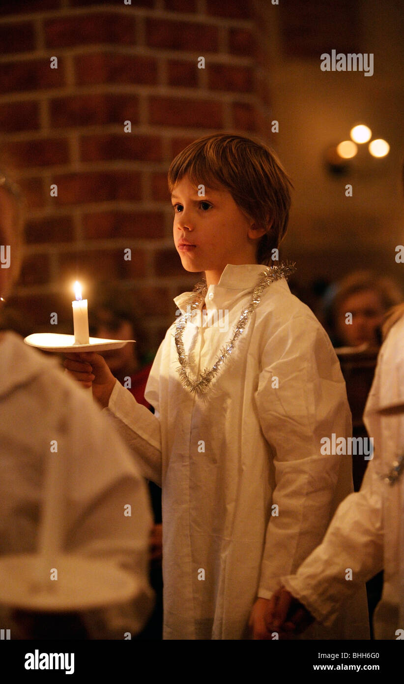 Boy attendant on Lucia, Sweden. Stock Photo