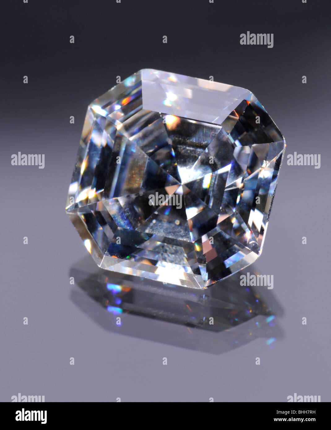 Ascher-cut Diamond (lab-created cubic zirconia) Stock Photo