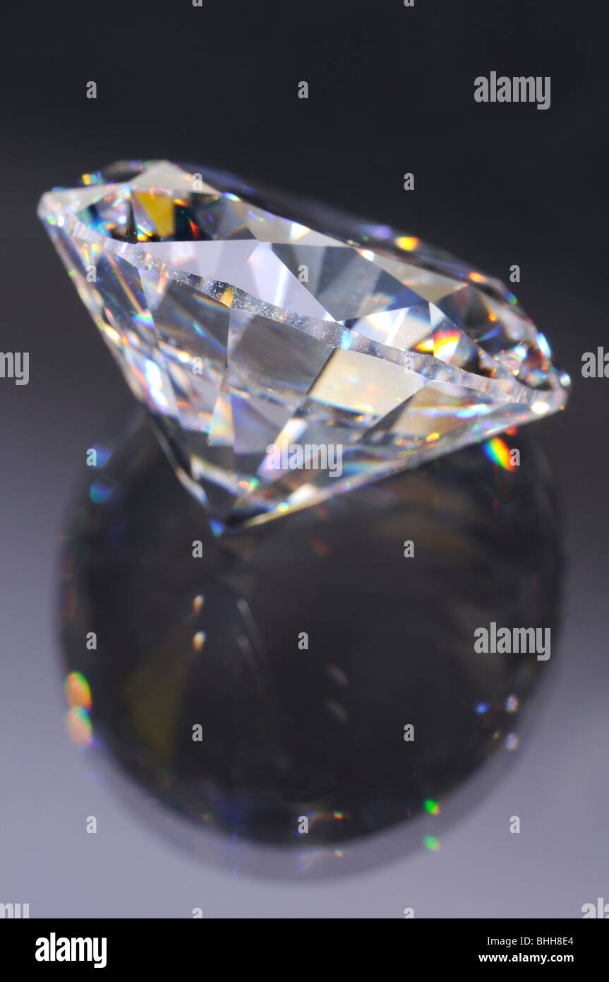 Round-cut Diamond (lab-created cubic zirconia) Stock Photo