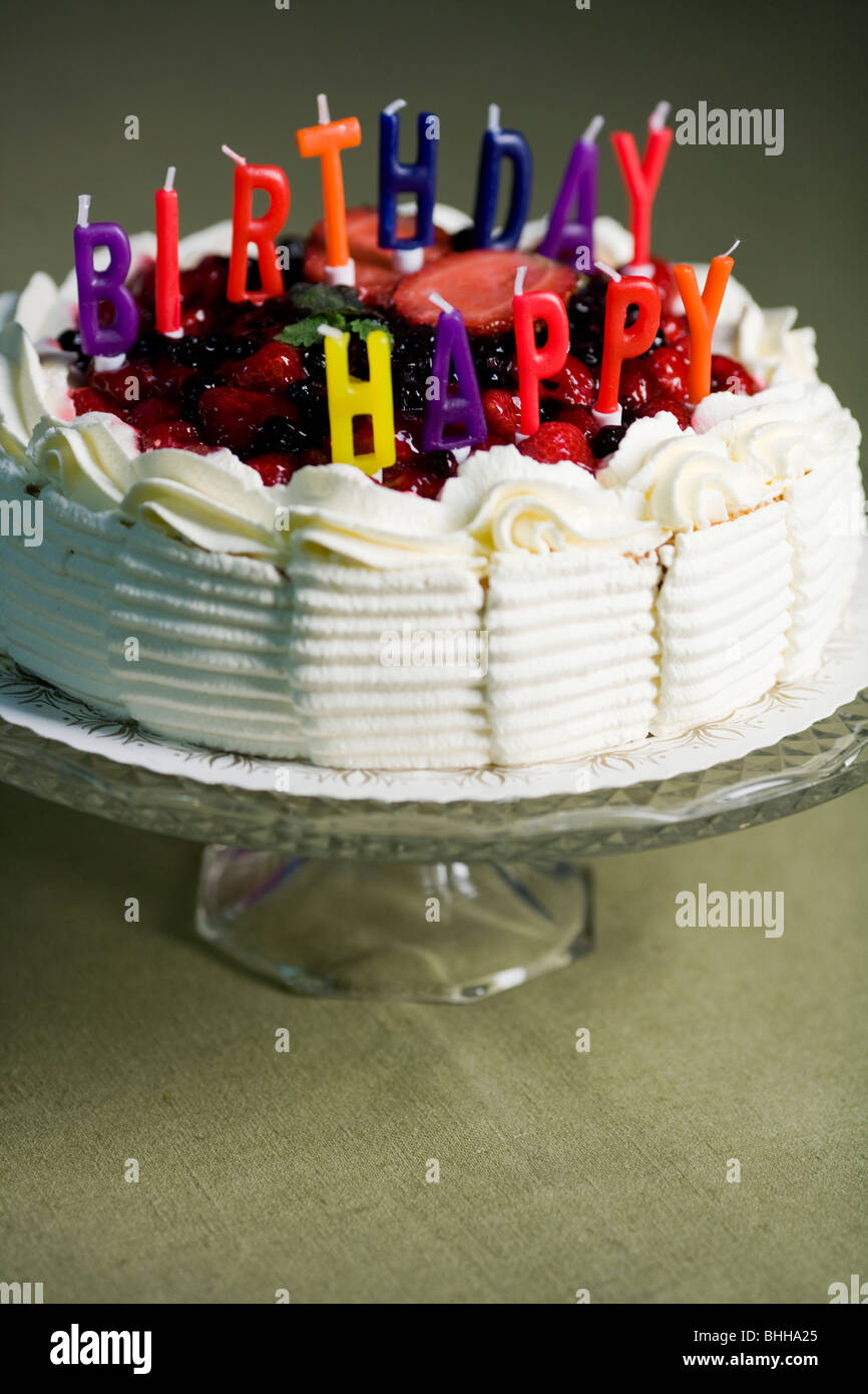 Birthday cake with candles Stock Photo - Alamy
