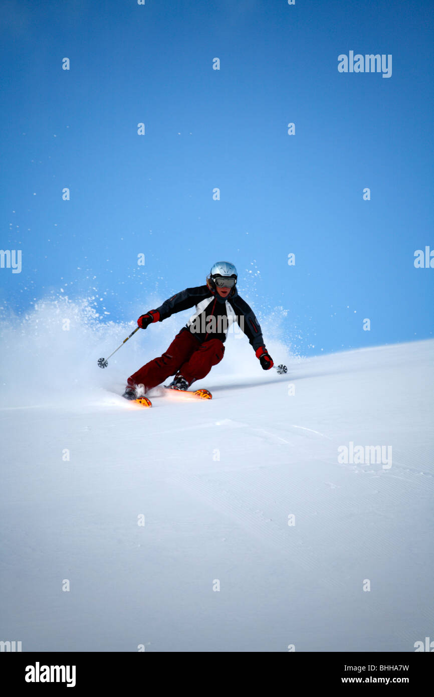 Skier going downhill, Abisko, Lapland, Sweden Stock Photo Alamy