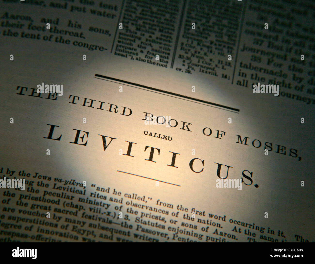 Old Testament Leviticus Title page from the King James Version of the Bible in English Stock Photo
