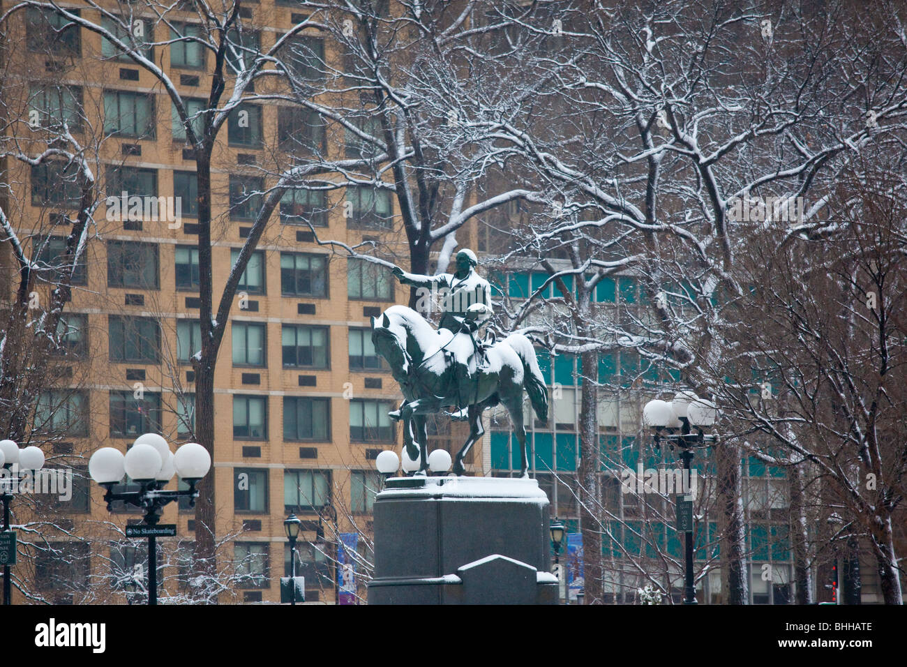 Winter in Union Square, New York City Stock Photo