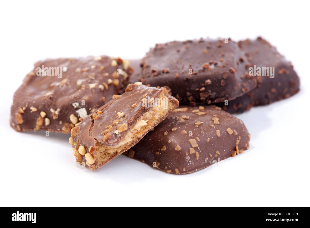 Belgian Ganache chocolate coated biscuits Stock Photo