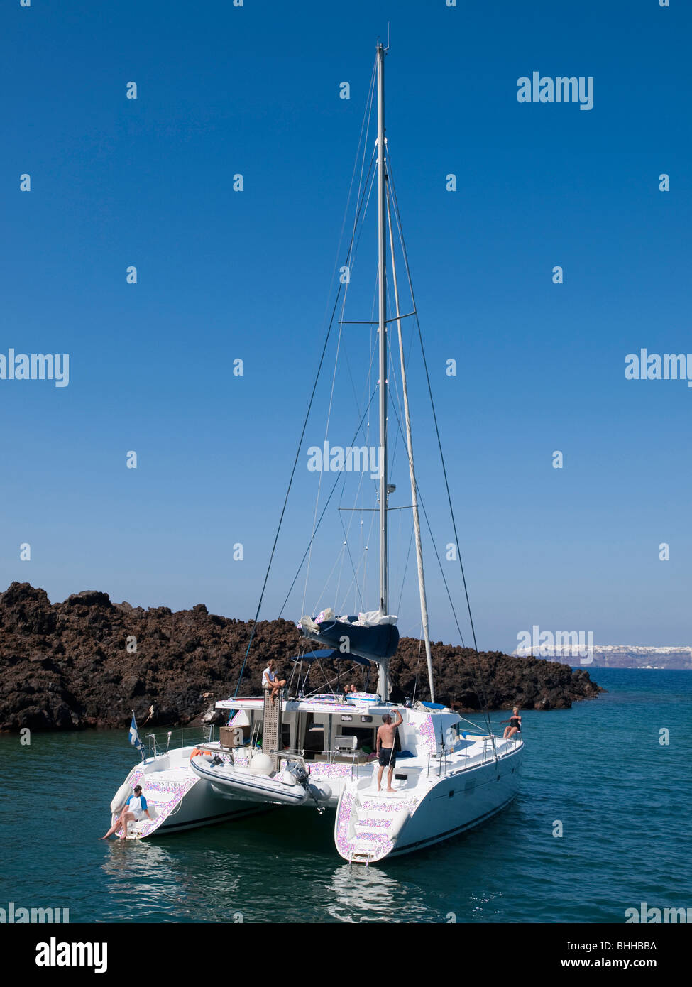 Catamaran in the ocean Stock Photo