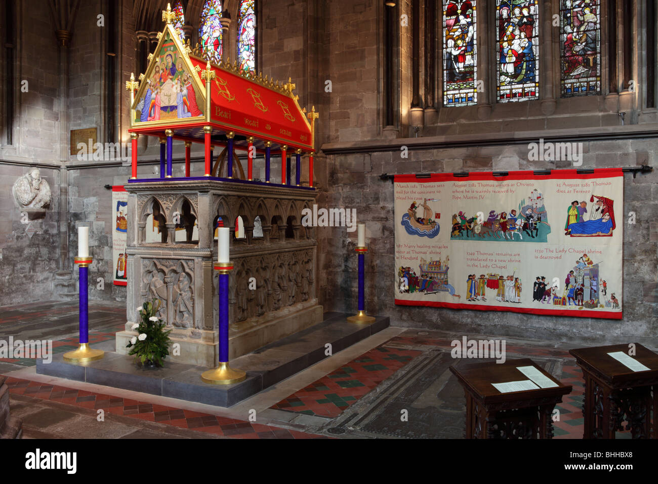 The Shrine of Saint Thomas de Cantilupe at Hereford Cathedral in England. Stock Photo