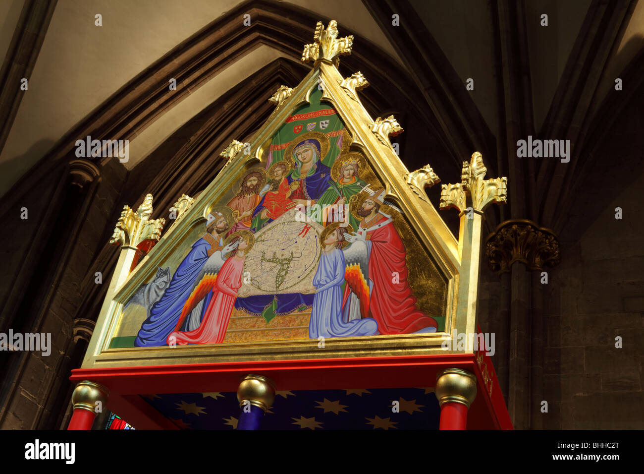 The Shrine Screen,beautifully detailed and situated in the North Transept at Hereford Cathedral. Stock Photo