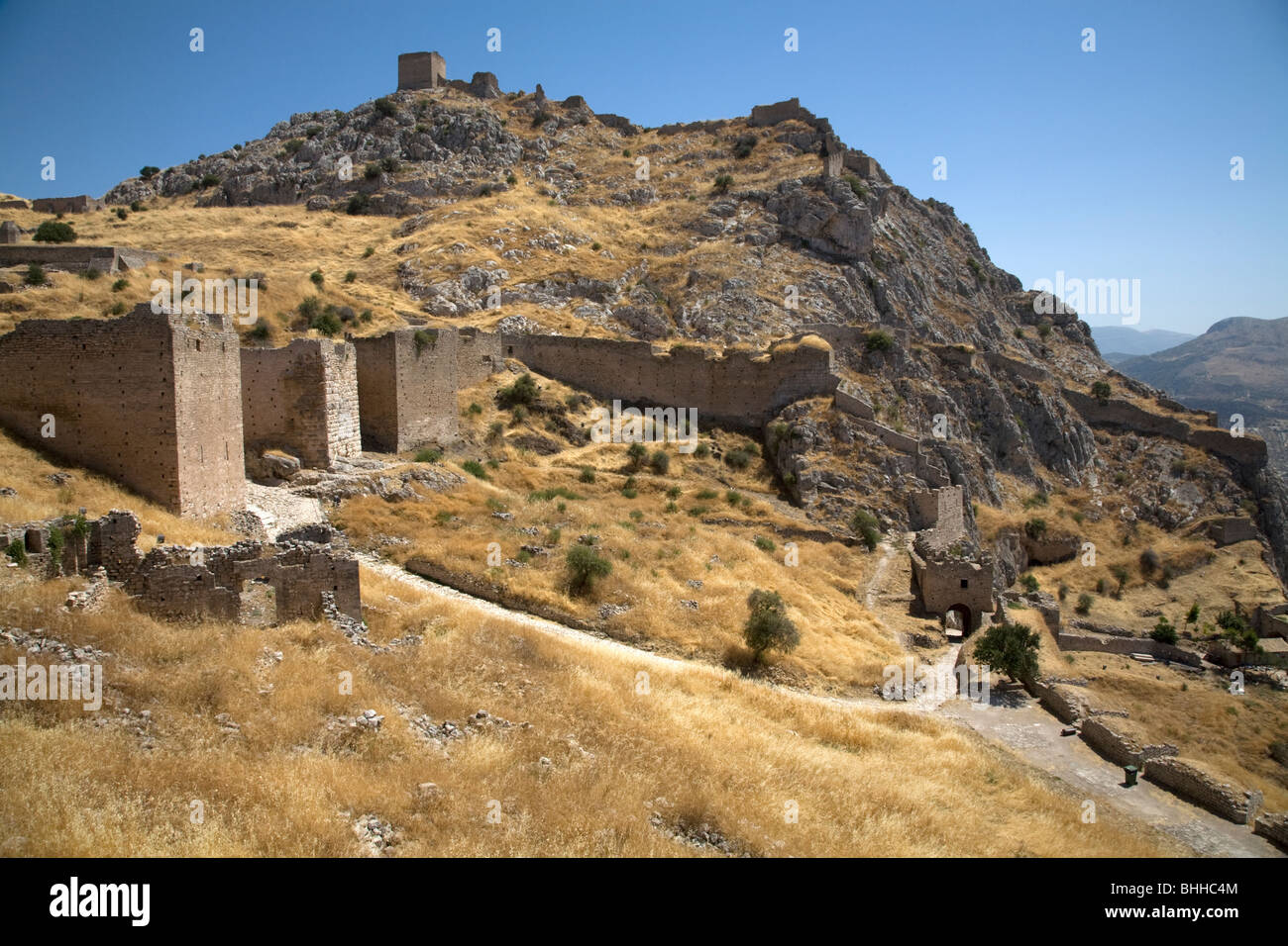 Medieval Castle of Acrocorinth Pelponnese Greece Stock Photo