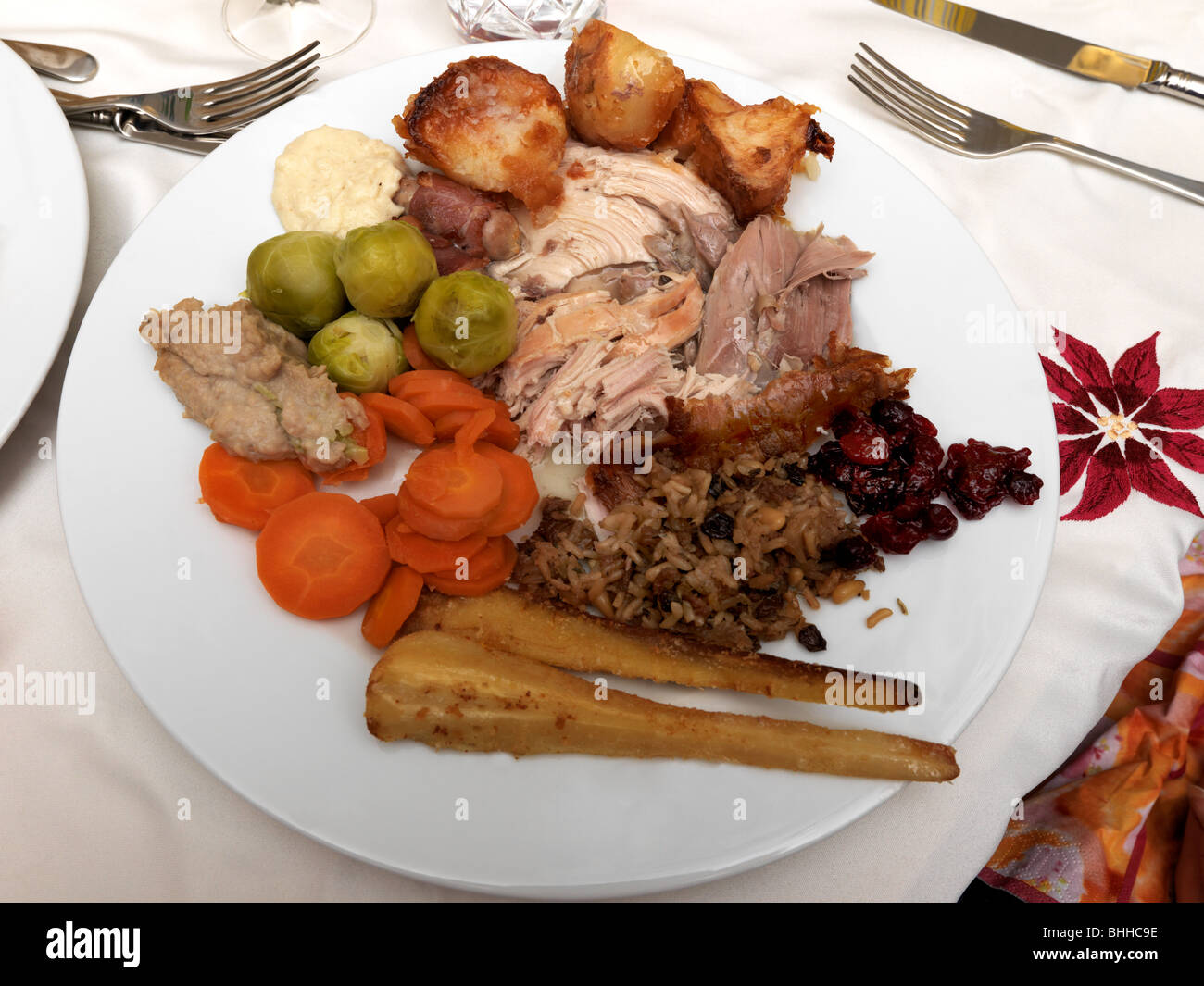 Christmas Lunch on Plate Stock Photo Alamy