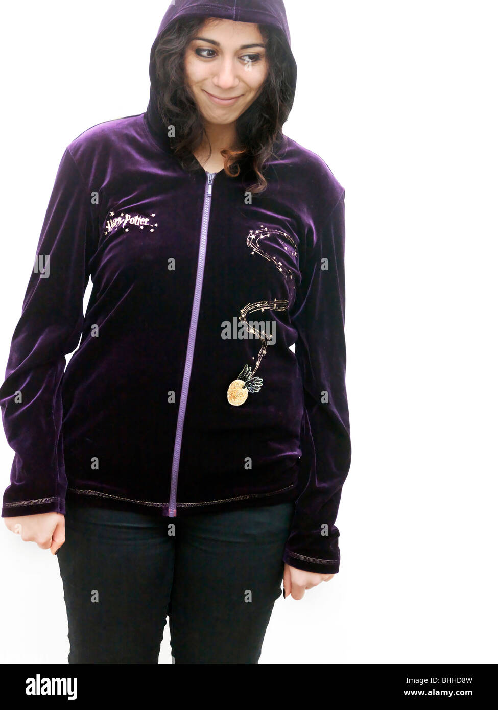 Purple Harry Potter Velvet Jacket with Snitch Embroidered in Gold Stock