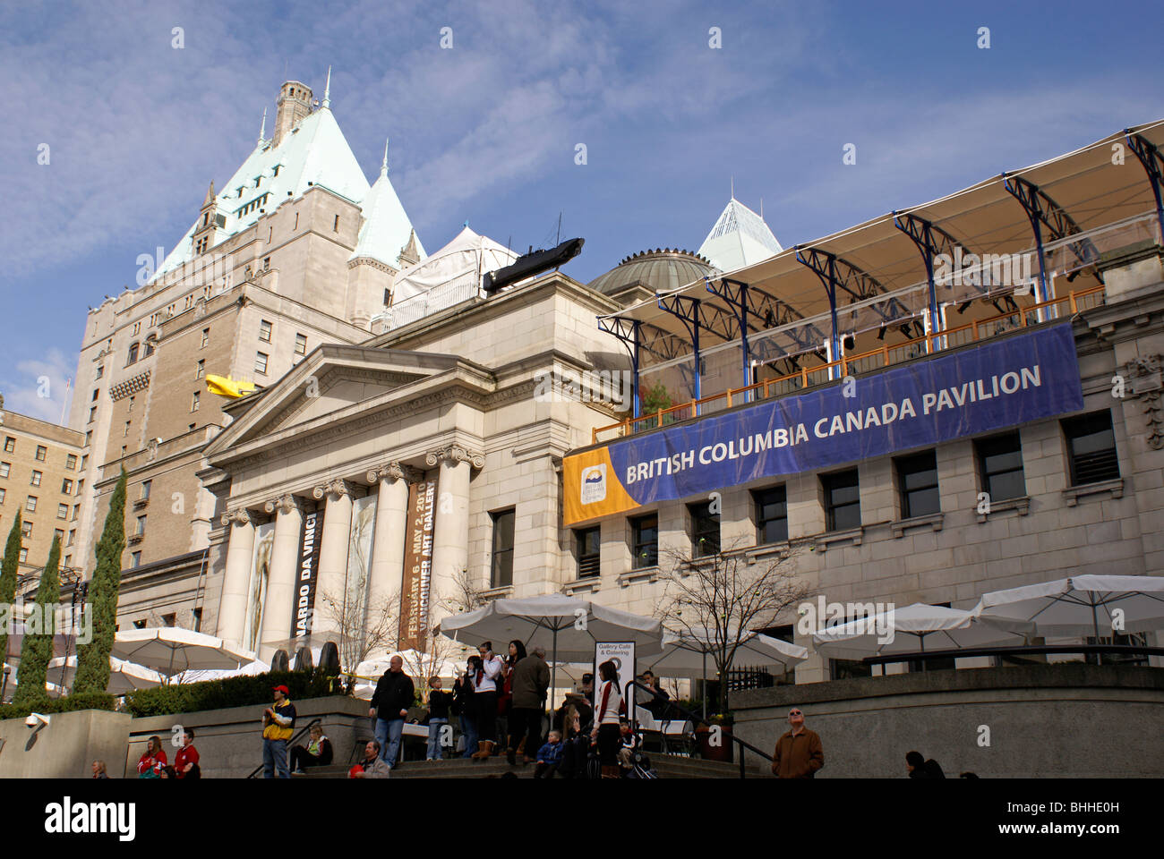 The British Columbia Canada Pavilion and the Vancouver Art Gallery, 2010 Winter Games, Vancouver, British Columbia Canada. Stock Photo
