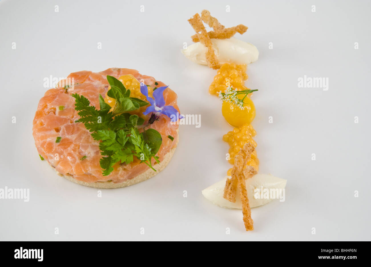 Smoked Salmon Tartare at The Felin Fach Griffin restaurant, near Brecon