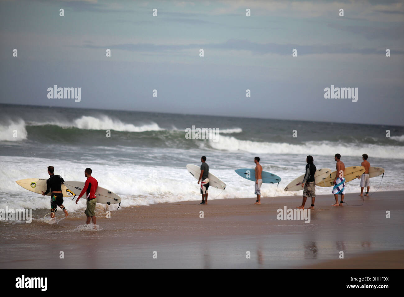 Surfers at Arugam bay in Sri Lanka. Stock Photo