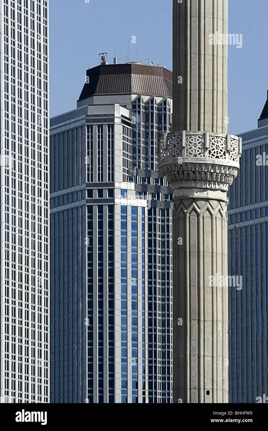 Minaret and Modern Buildings Istanbul Turkey Stock Photo