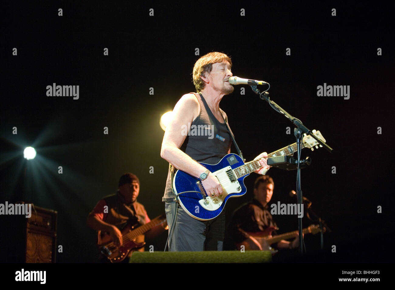 BUDAPEST - FEBRUARY 04: Chris Rea performs on stage at Sportarena Stock Photo