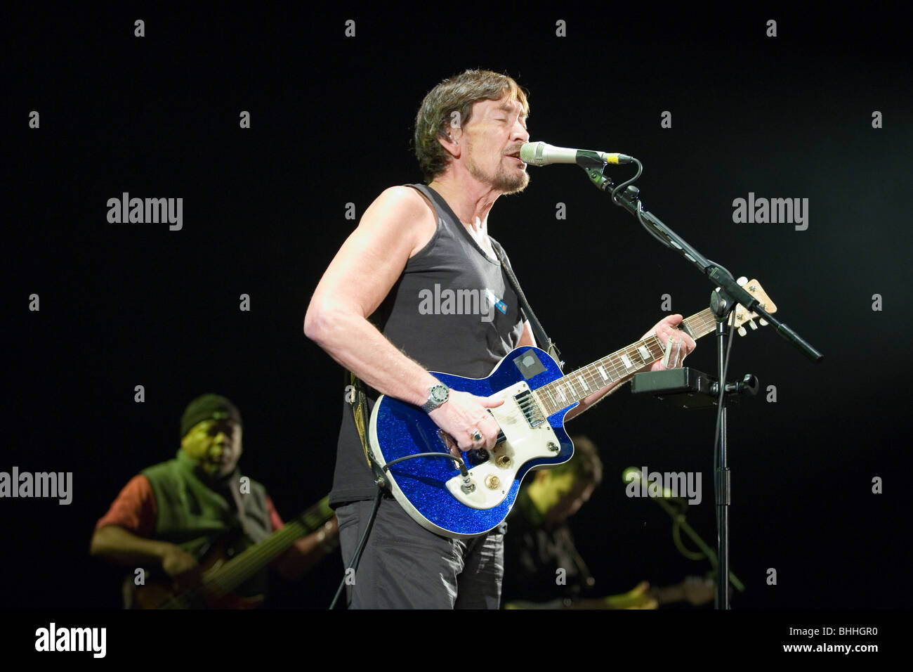 BUDAPEST - FEBRUARY 04: Chris Rea performs on stage at Sportarena Stock Photo