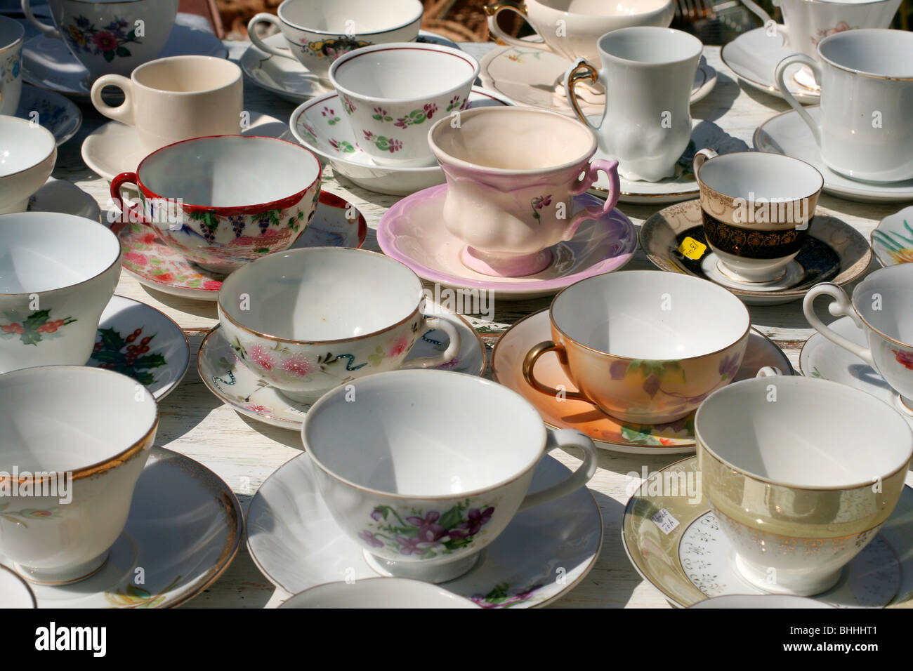 Teacups and saucers Stock Photo Alamy