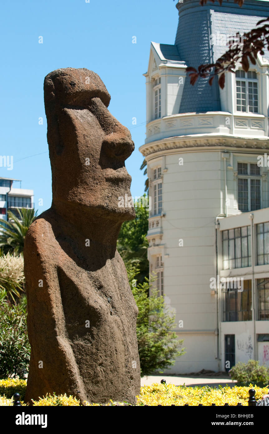 Original Moai (Easter Island Statue) outside Vina del Mar's