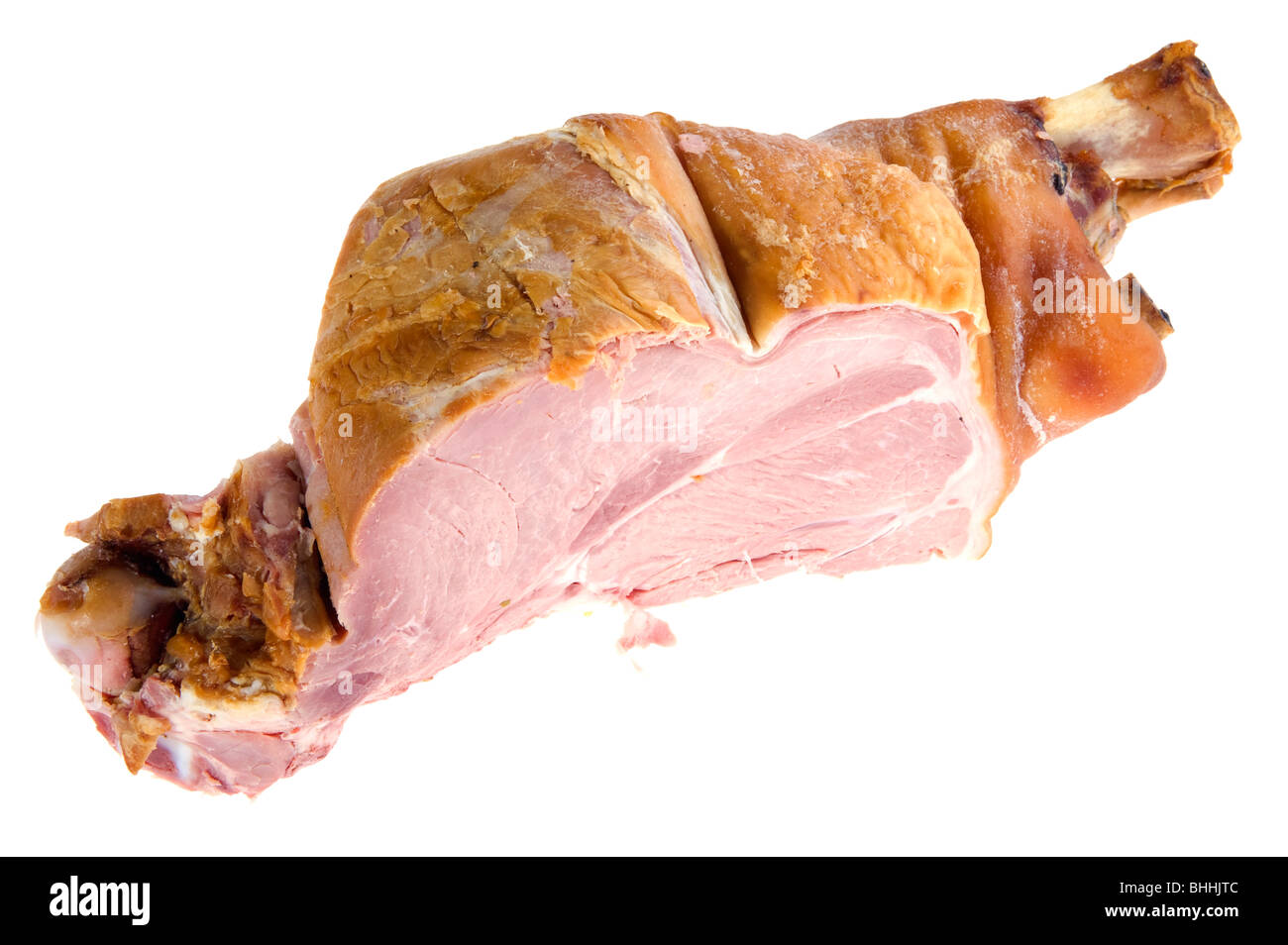 object on white - food Pork gammon on a bone Stock Photo