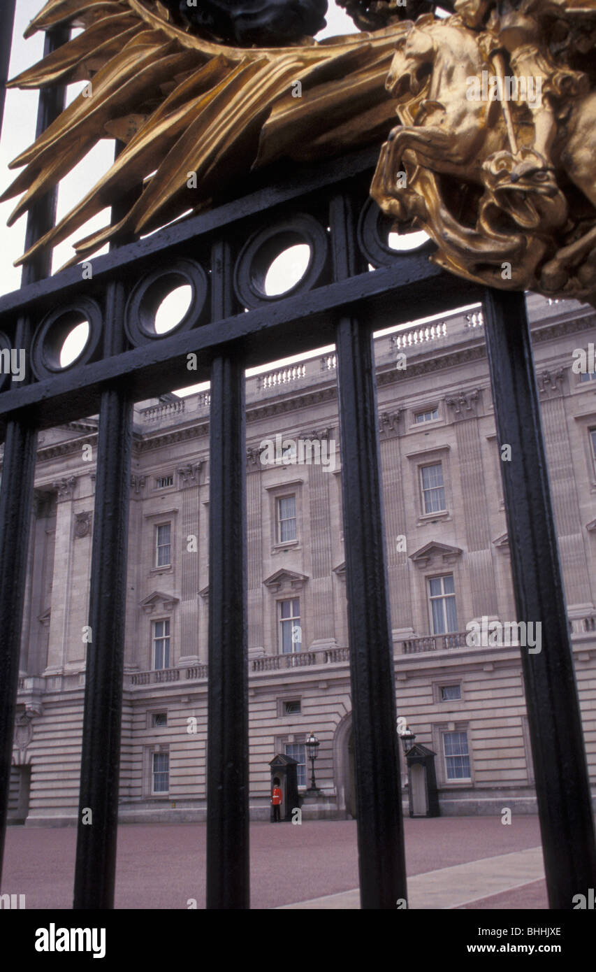 Buckingham Palace as seen through the gates Stock Photo