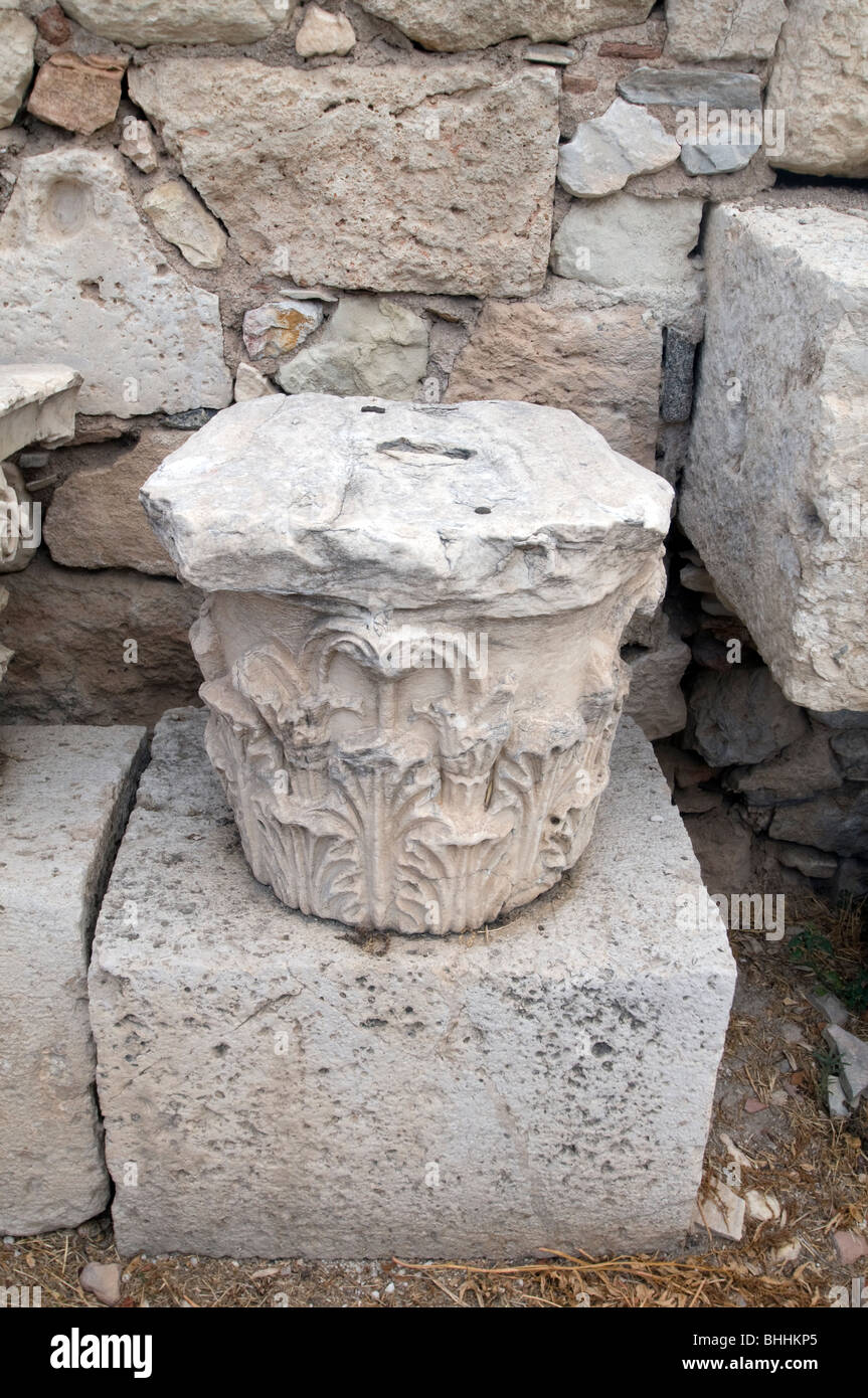 Decorative stone capital from Roman Agora, Athens, Greece, Europe Stock Photo