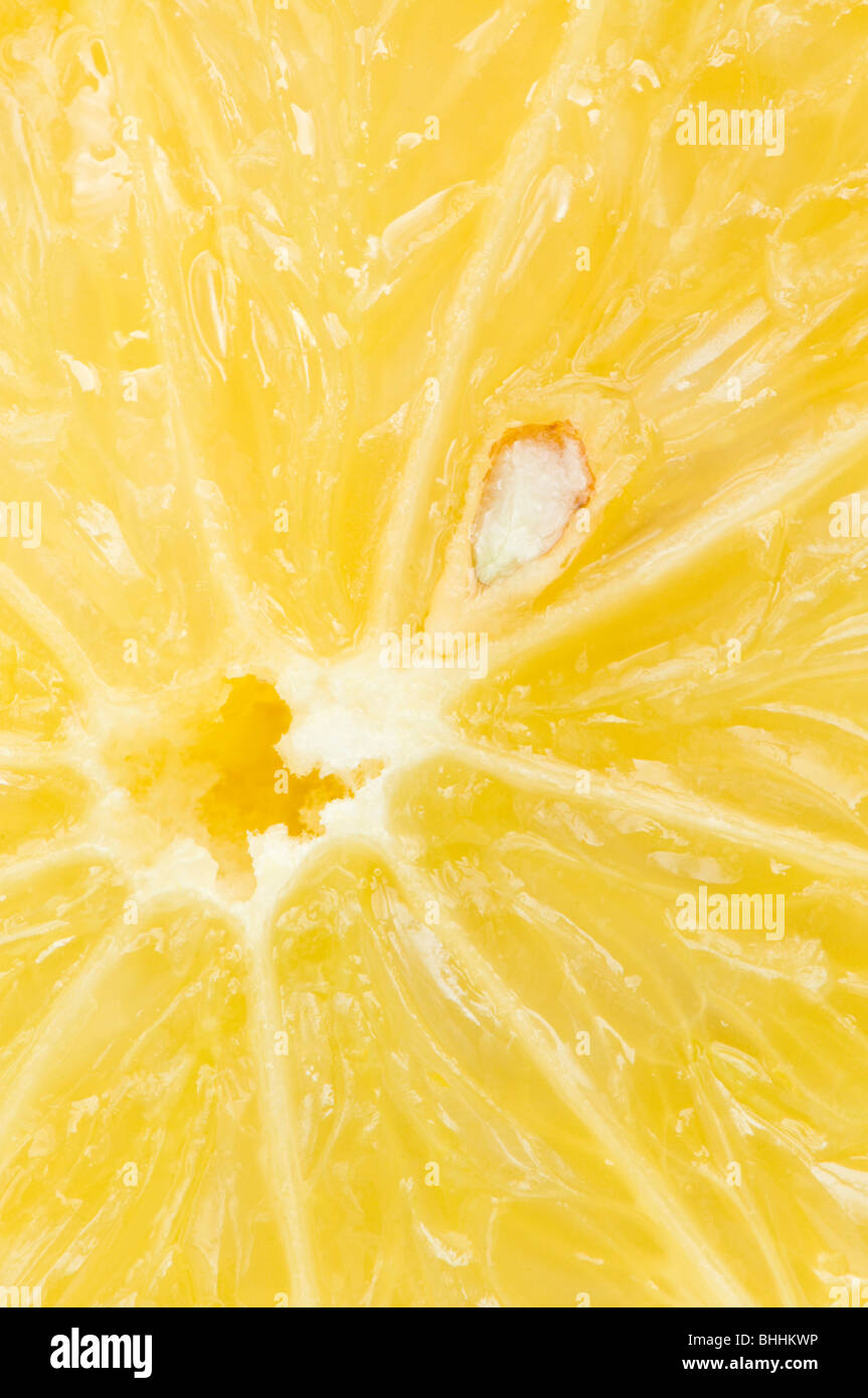 Close up of the inside of a lemon Stock Photo