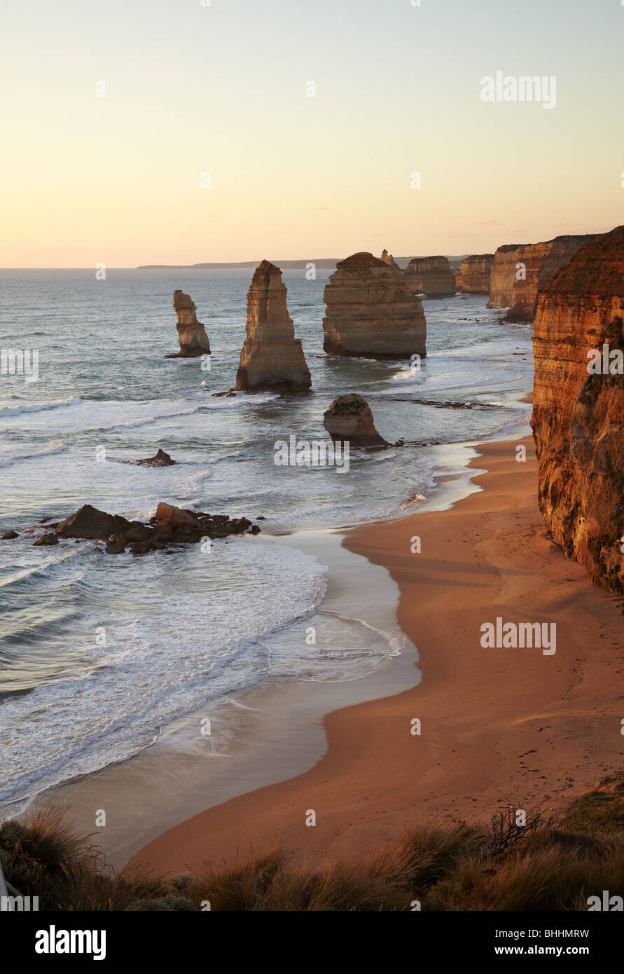 Sunset at the 12 Apostles, Port Campbell National Park, Great Ocean Road, Victoria, Australia Stock Photo