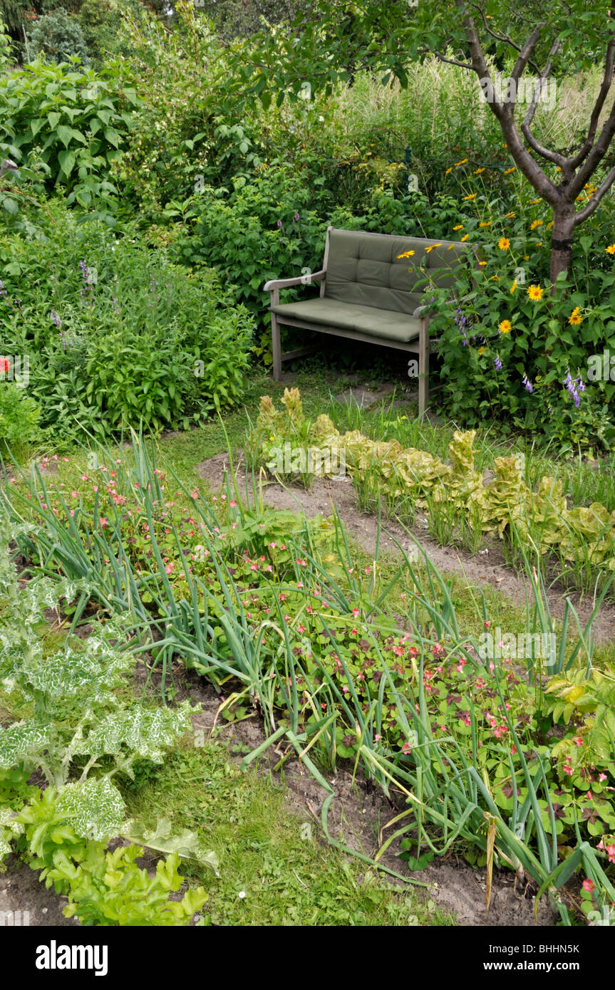 Vegetable beds in a natural garden. Design: Susanna Komischke Stock Photo