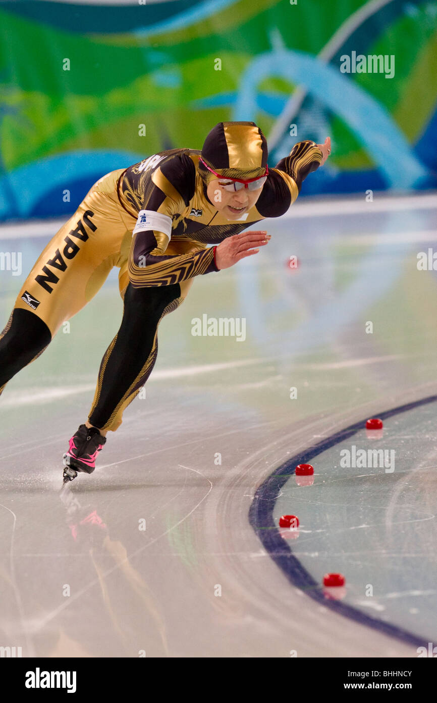 Tomomi Okazaki (JAP) competing in the Women's 500m Speed Skating event