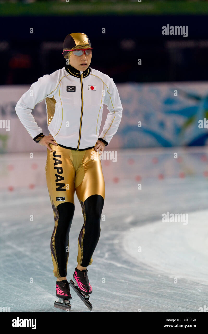 Tomomi Okazaki (JAP) competing in the Women's 500m Speed Skating event