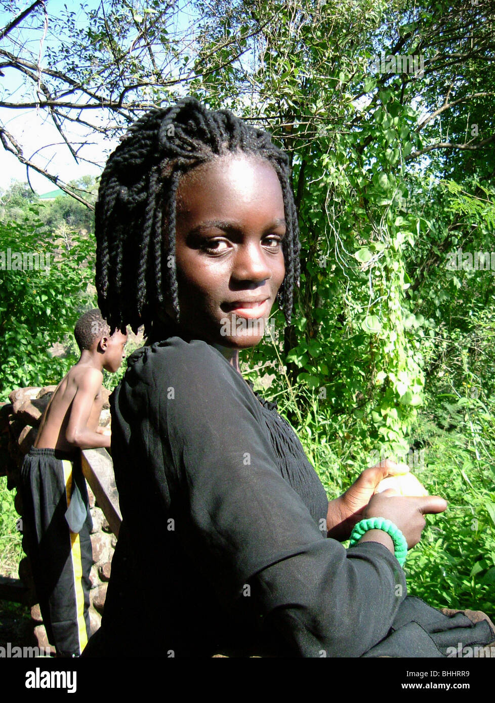 Young black girl, Victoria Falls, Livingstone, Southern Province, Republic of Zambia Stock Photo