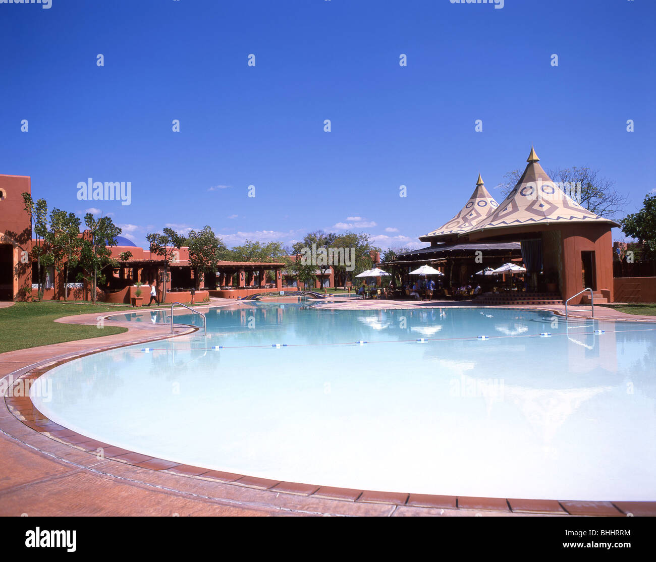 Swimming pool, Zambesi Sun Hotel, Victoria Falls, Livingstone, Southern Province, Republic of Zambia Stock Photo