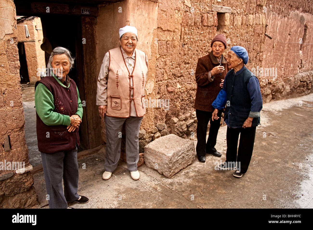Chinese Uighur muslim women at a small traditional village near tonghai town in Yunnan, China. Stock Photo