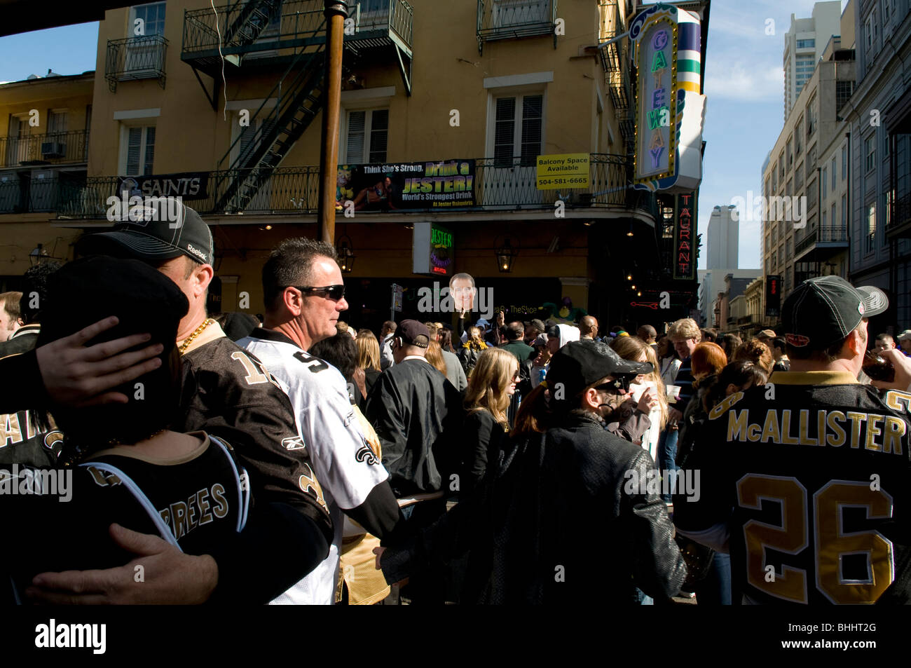 Fans in New Orleans, Louisiana, Saints Super Bowl XLIV Weekend/Sunday Stock Photo