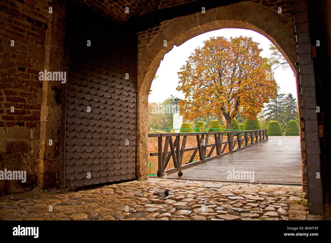 Gate in Belgrade Fortress Kalemegdan, fall, autumn Stock Photo