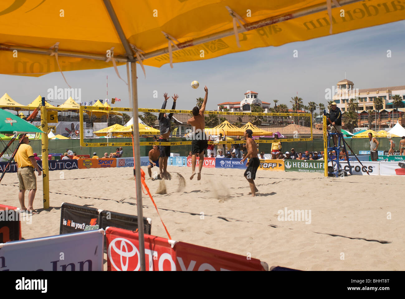 Sand Beach With Volleyball Players High Resolution Stock Photography