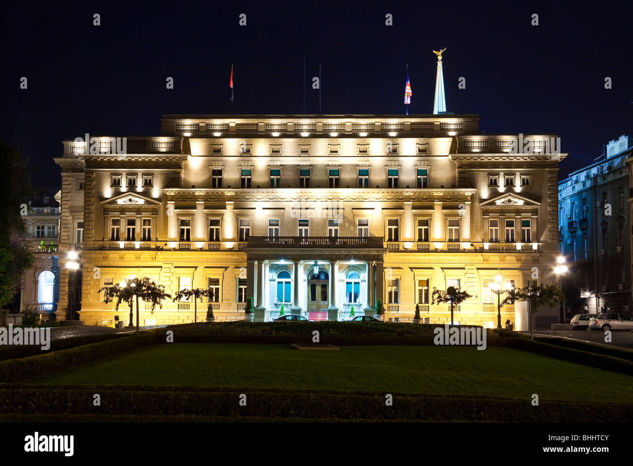 New Castle, residence of President of Republic of Serbia, Night Stock Photo