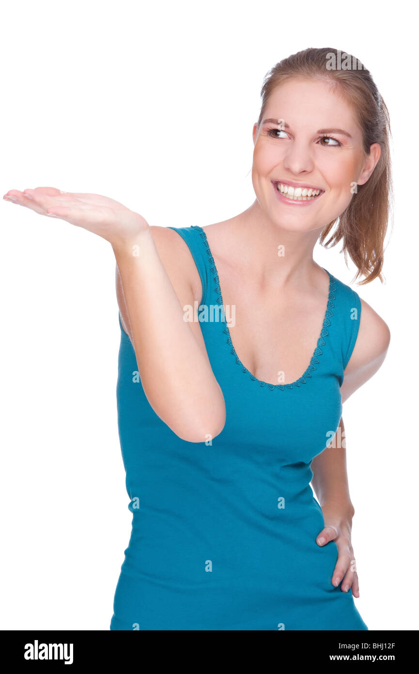 Full isolated studio picture from a young and happy woman Stock Photo
