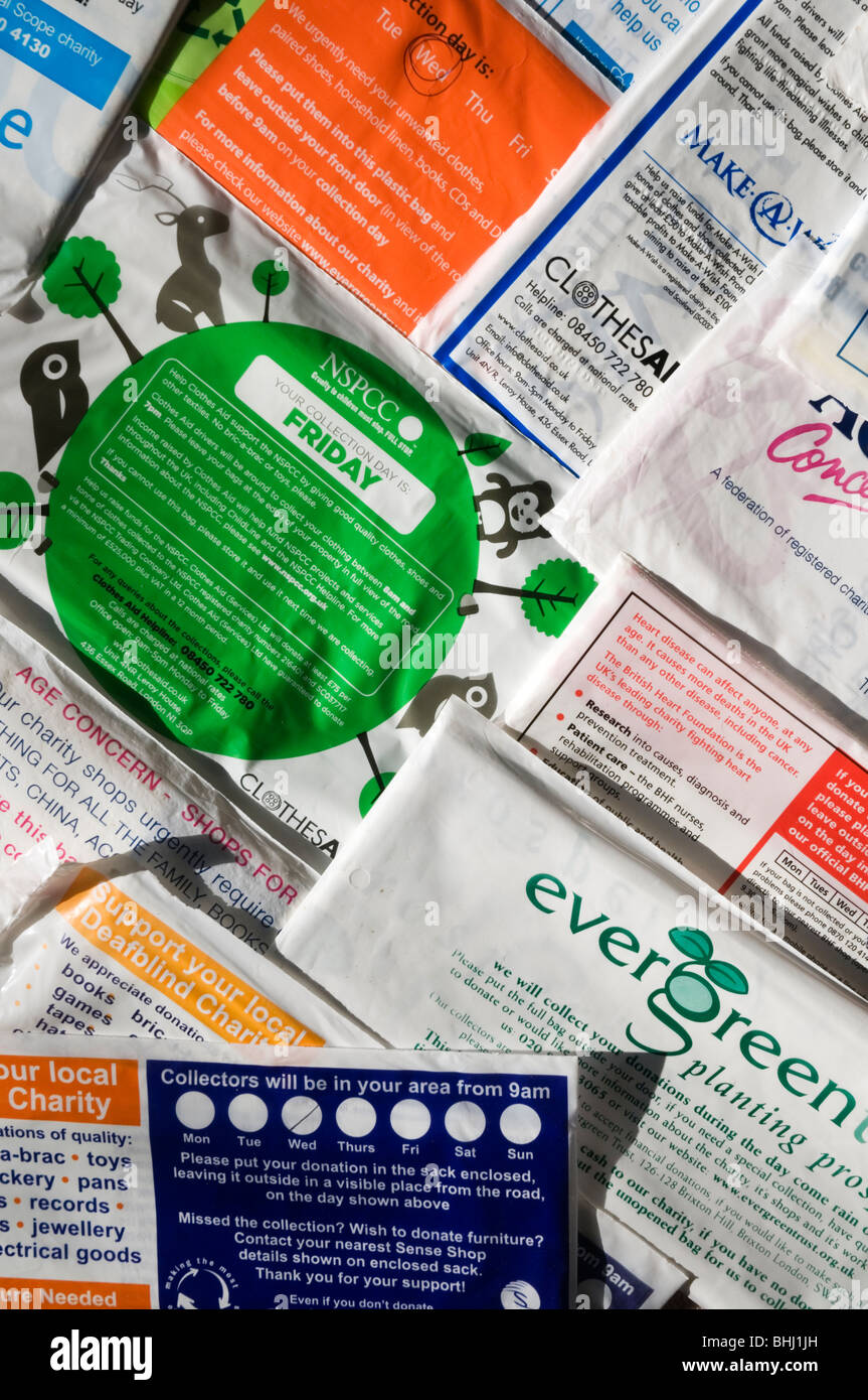 Charity collection sacks Stock Photo Alamy