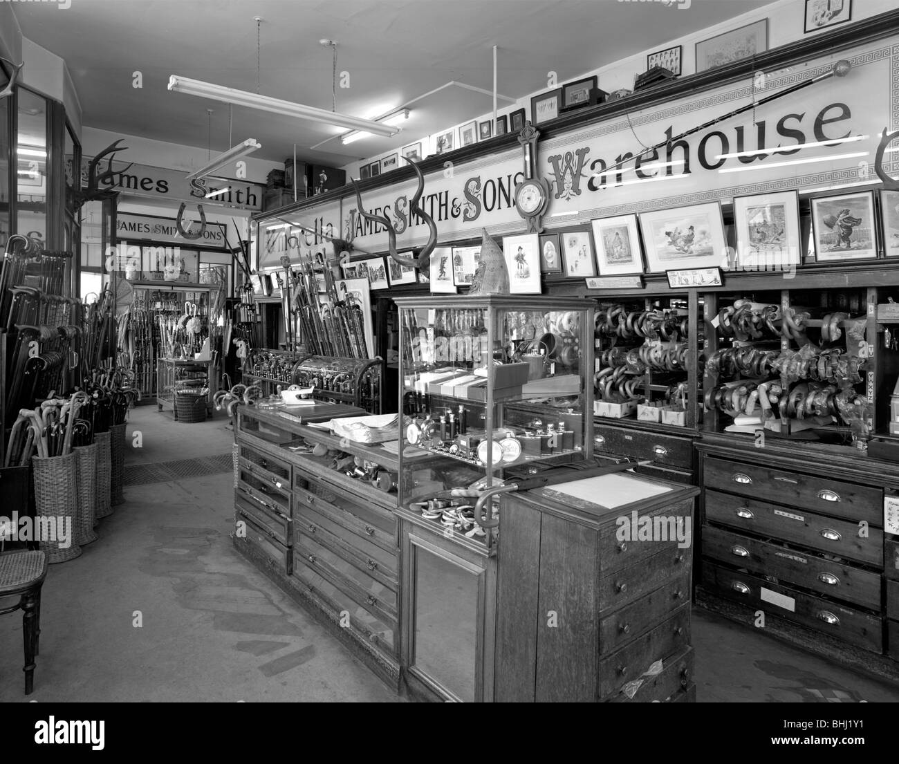 Interior of James Smith and Sons Umbrella Shop, London, 1986. Artist