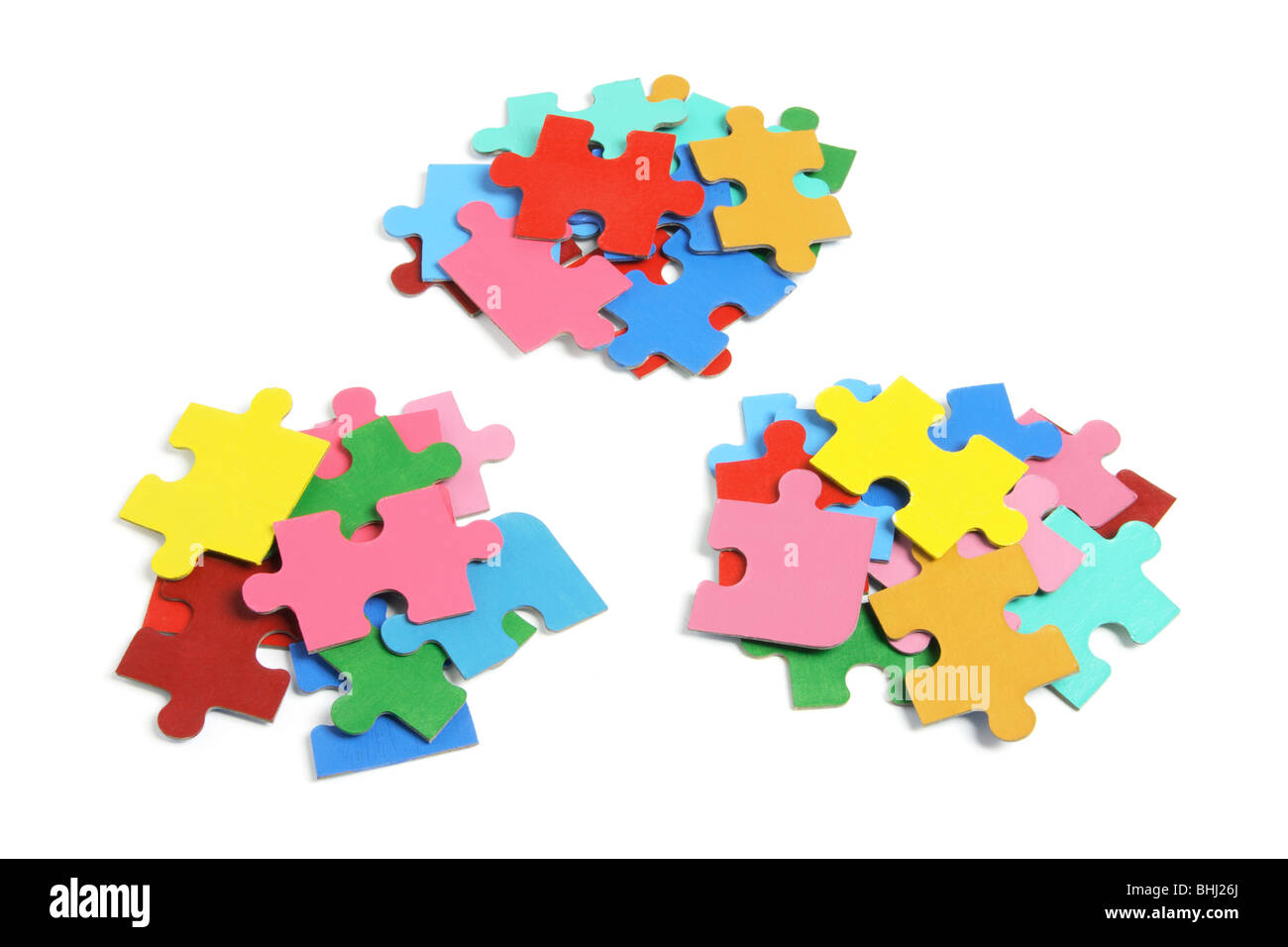 Piles of Jigsaw Puzzle Pieces Stock Photo