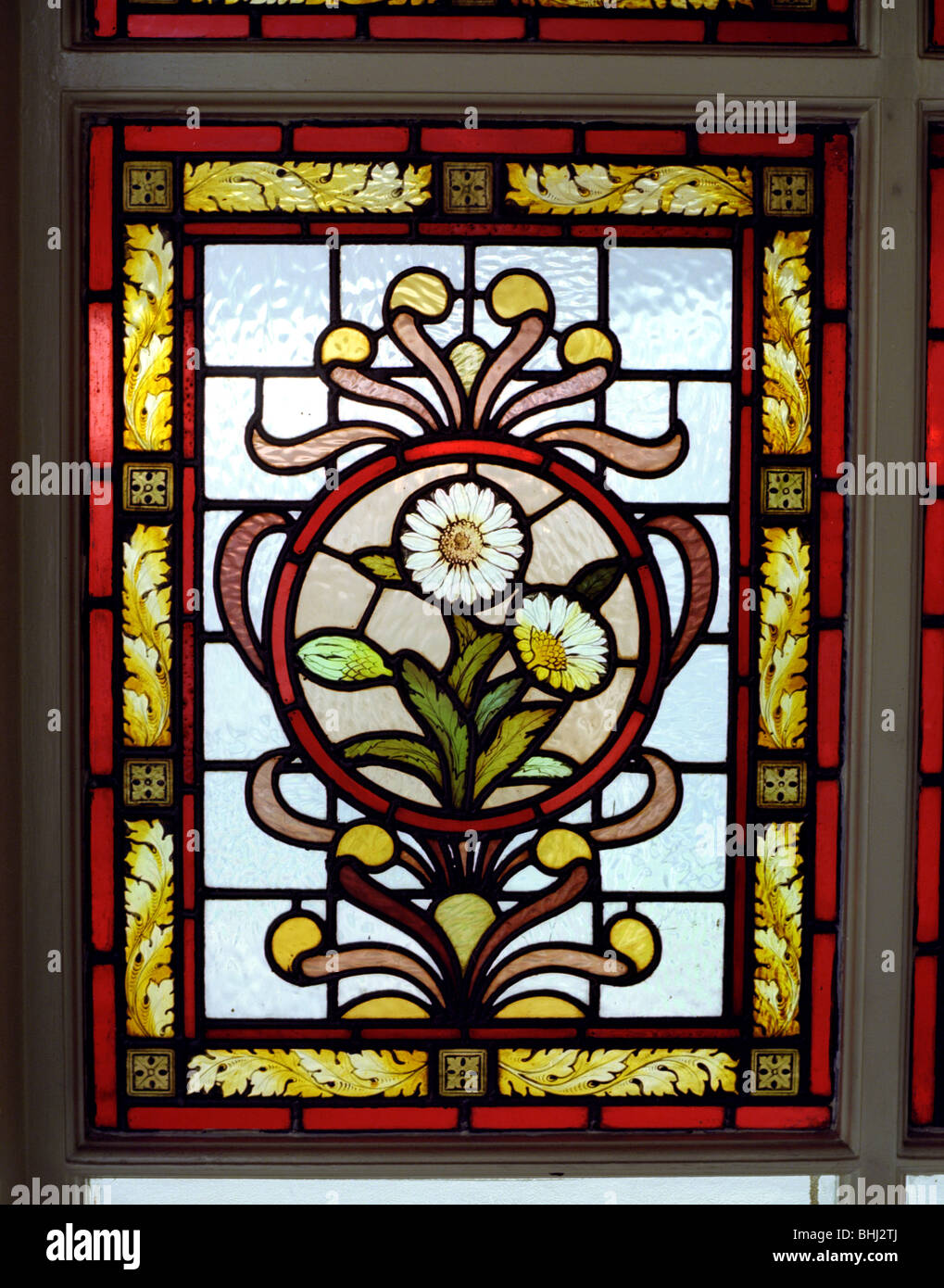 Stained glass window at Uffculme Hospital, Birmingham, West Midlands, 2000. Artist JO Davies