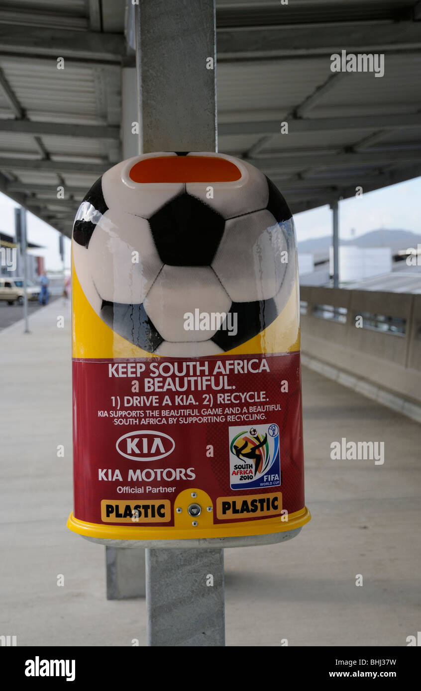 World Cup 2010 waste recycling bin for plastics sponsored by KIA at